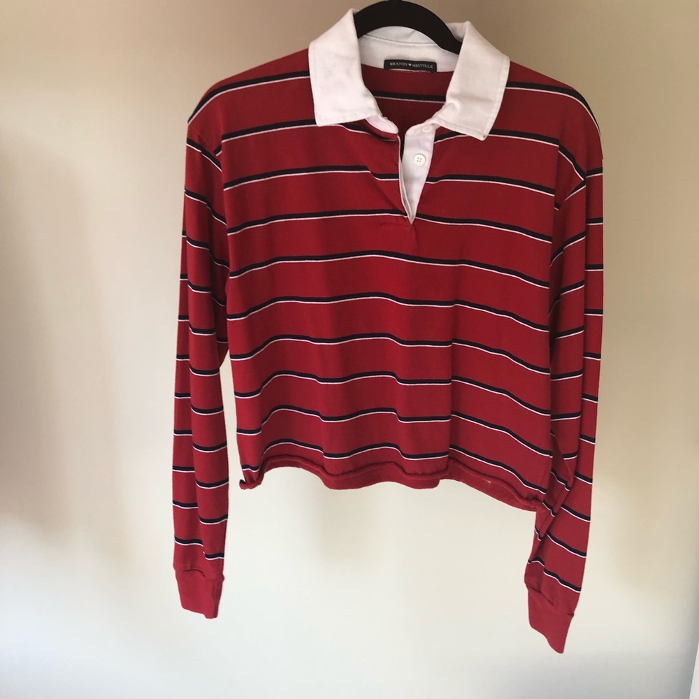 Brandy Melville red striped long sleeve shirt